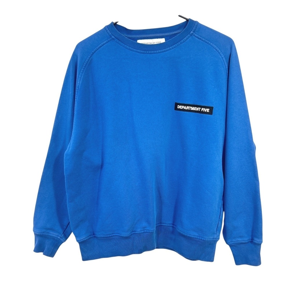 DEPARTMENT 5 Blue Cotton Raglan Crewneck Sweatshirt Men's Medium Made In Turkey